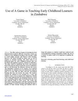 Use of A Game in Teaching Early Childhood Learners in Zimbabwe