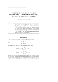 sufficient conditions for the existence of a center in