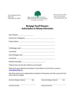 Mortgage Payoff Request - Pennsylvania Land Titles