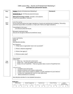 CMS Lesson Plan &ndash; Sports and Entertainment Marketing II