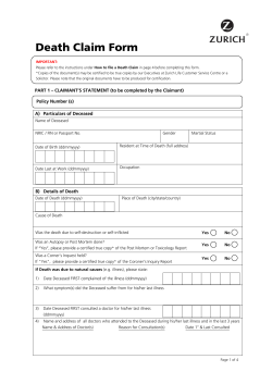 Death Claim Form - Zurich Insurance (Singapore)