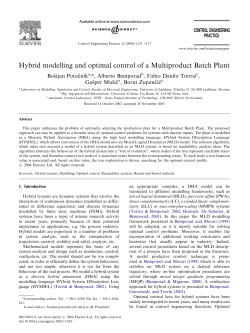 Hysdel modelling and optimal control of a multi product batch plant