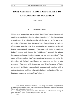 hans kelsen`s theory and the key to his normativist dimension