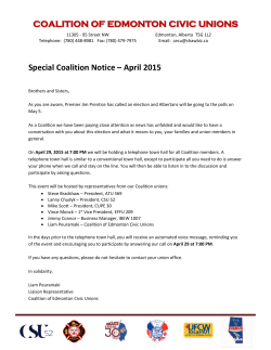 COALITION OF EDMONTON CIVIC UNIONS Special