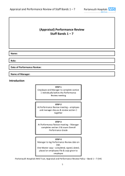 Appraisal and Performance Review of Staff Bands 1 &ndash; 7 Introduction
