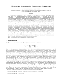 Monte Carlo Algorithms for Computing &alpha;&minus;Permanents 1 Introduction