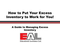 Put your excess inventory to work! - APICS