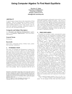 Using Computer Algebra To Find Nash Equilibria