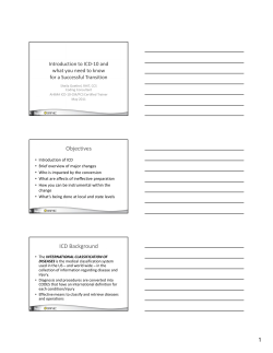 Objectives ICD Background - Wisconsin Hospital Association