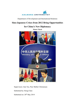 Sino-Japanese Crises from 2012 Bring Opportunities for China`s