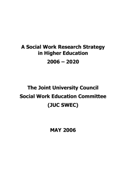A Social Work Research Strategy in Higher Education 2006 &ndash; 2020