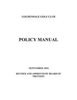 Goldendale Golf Club Policy September 2016
