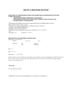 Math 9 Midterm REview