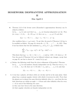 HOMEWORK DIOPHANTINE APPROXIMATION II