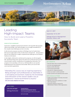 Leading High-Impact Teams - Kellogg School of Management