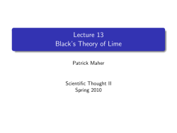 Lecture 13 Black`s Theory of Lime