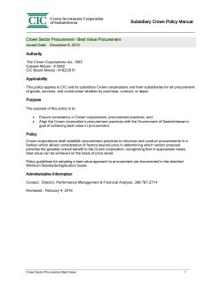 Best Value Procurement - Crown Investments Corporation