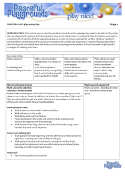 Peaceful Playgrounds implementation unit &ndash; Stage 1