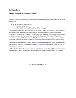 Sail Nova Scotia Canada Games Team Selection Policy
