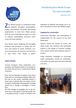 Introducing Zero Waste Europe The main principles