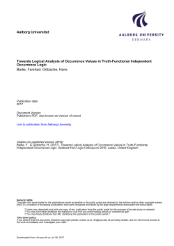 Aalborg Universitet Towards Logical Analysis of Occurrence Values