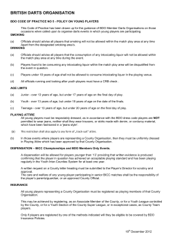 Policy on young players - British Darts Organisation