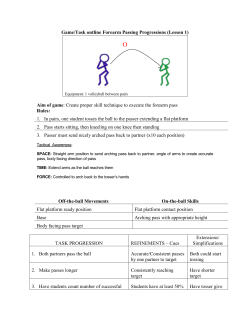 Game/Task outline Forearm Passing Progressions (Lesson 1)