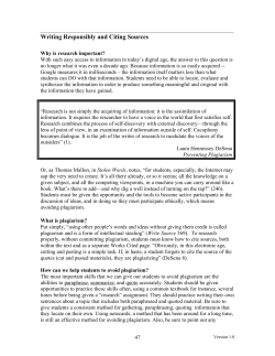 Writing Responsibly and Citing Sources