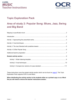 Popular Song: Blues, Jazz, Swing and Big Band