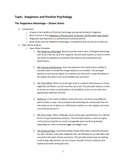 Topic: Happiness and Positive Psychology