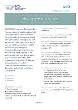Integrated Community Care Teams are based in localities aligned