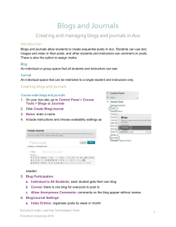 Blogs and Journals guide