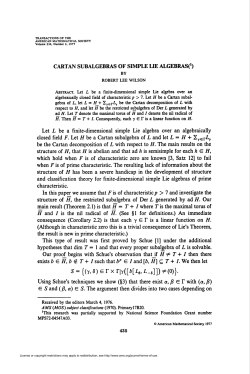 CARTAN SUBALGEBRAS OF SIMPLE LIE ALGEBRAS(`) exists bEH