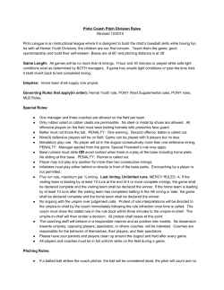 Pinto Coach Pitch Division Rules Revised 12/2015 Pinto League is