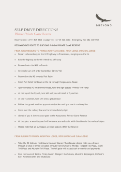 SELF DRIVE DIRECTIONS Phinda Private Game Reserve