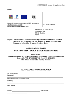 NASSTEC ESR 2A and 5B application form Annex II Please fill in