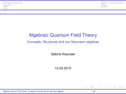 Algebraic Quantum Field Theory .2cm Concepts, Structures and von