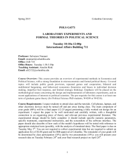 POLS G4371 LABORATORY EXPERIMENTS AND FORMAL