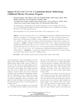 Impact of Let`s Go! 5-2-1-0: A Community-Based