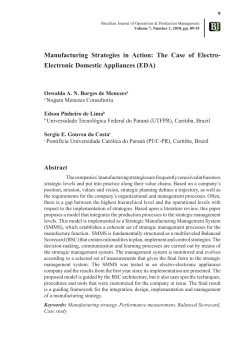 Manufacturing Strategies in Action: The Case of Electro