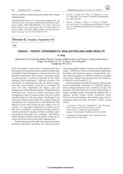 Ses sion II, Tuesday, September 10 L4 GISAXS &ndash; THEORY