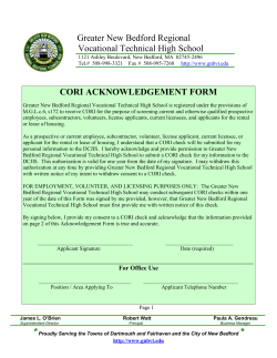Cori Request Form - Greater New Bedford Regional Vocational