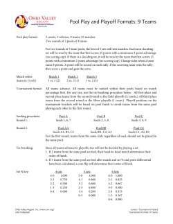 Pool Play and Playoff Formats: 9 Teams