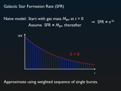 Galactic Star Formation Rate (SFR) Naive model: Assume SFR