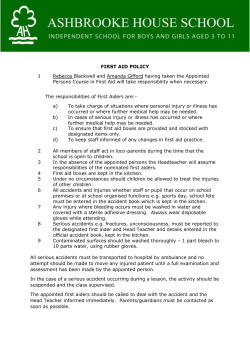 Ashbrooke House School First Aid Policy