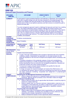 SBM1206 Advanced Risk and Uncertainty Management
