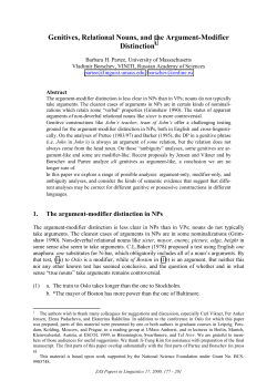 1. The argument-modifier distinction in NPs
