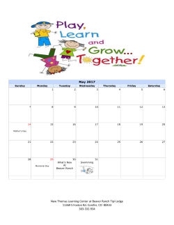 our Summer Calendar - Thomas Learning Centers