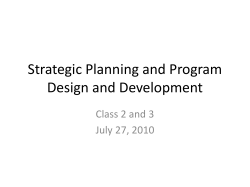 Strategic Planning and Program Design and Development