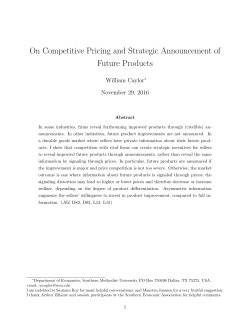 On Competitive Pricing and Strategic Announcement of